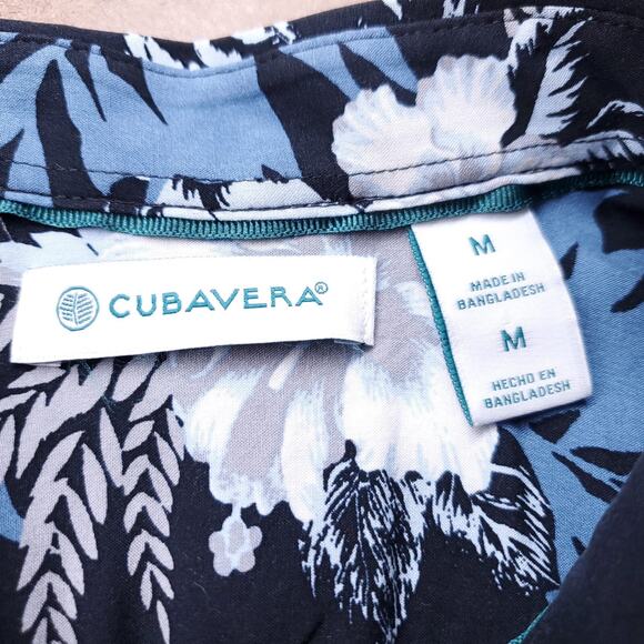 Cubavera Hawaiian Shirt Mens M Black Floral Short Sleeve Button Up Resortwear - Picture 10 of 10